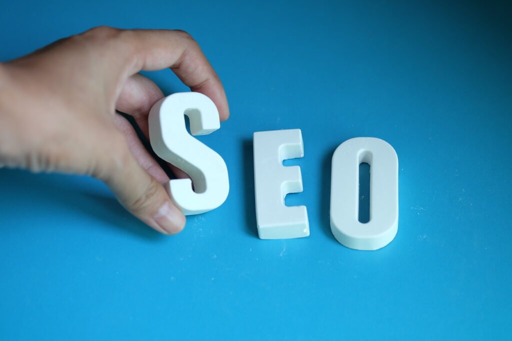 Hand arrange white letters as seo
